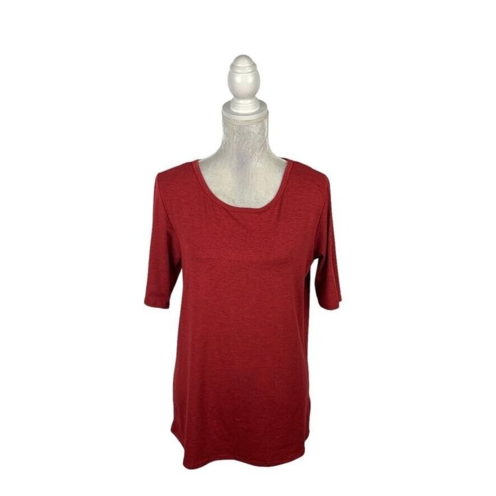 LuLaRoe Heather Red Half Sleeve T-shirt Scoop Neck Basic Wardrobe Staple 2XL